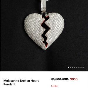 Moissanite Broken Heart Pendant